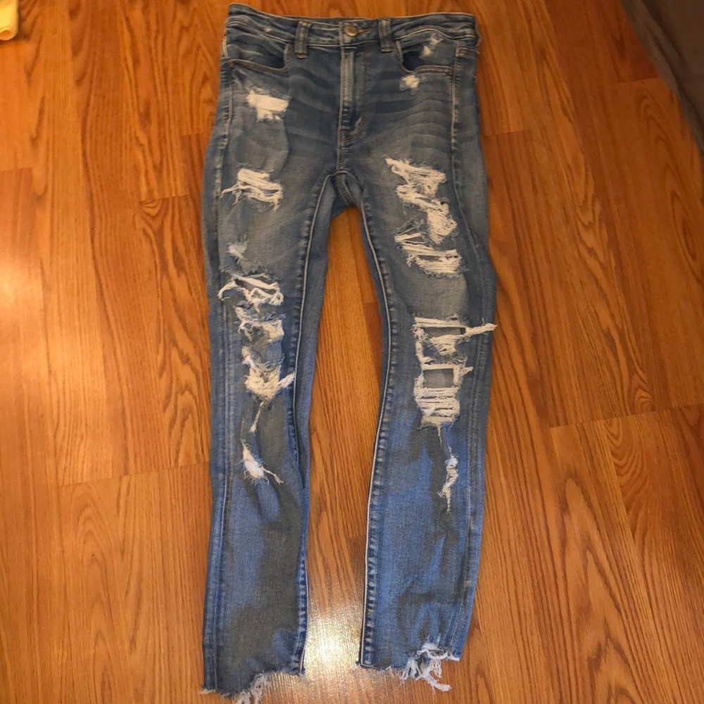 High rise cropped skinny jeans